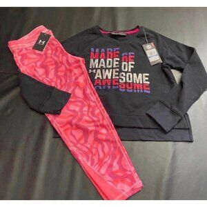 NWT Under Armour Glitter Sweatshirt & Leggings Set Girls Youth Size XL